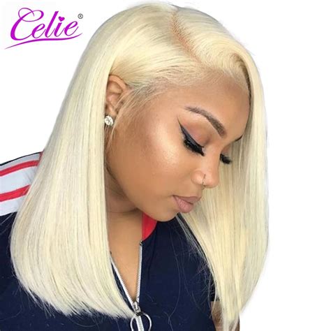 Celie 613 Blonde Bob Lace Front Wig Short Full Lace Front Human Hair Wigs Brazilian Straight ...