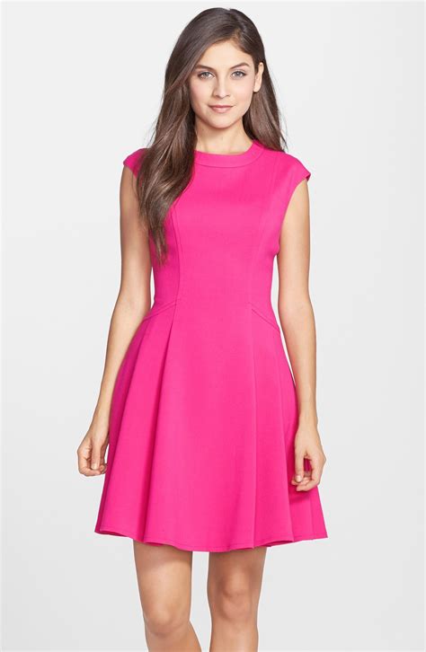 Eliza J Cap Sleeve Crepe Fit & Flare Dress | Nordstrom