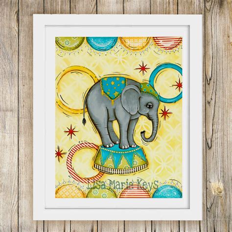 Circus Elephant Wall Art Children's Wall Art 8x10 Print | Etsy