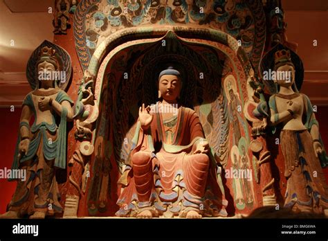 Buddha statues, Dunhuang Mogao Grottoes Exhibition, National Art Museum Of China, Beijing, China ...