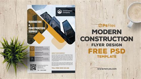 Standard Construction Business Flyer PSD Template for Free - PsFiles