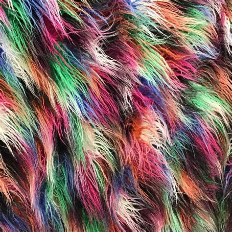 Multi-Color Curly Faux Fake Fur Long Pile Fabric | iFabric