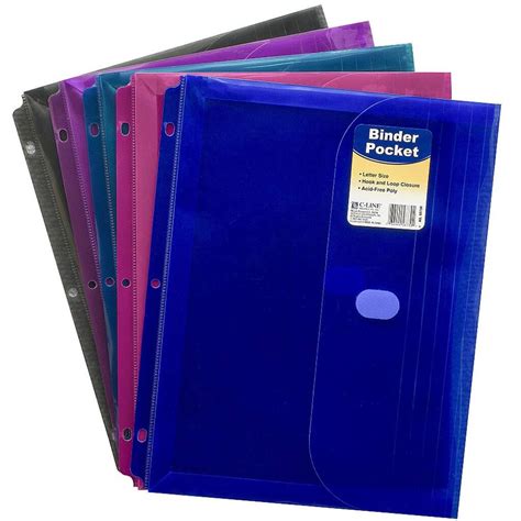 C-Line® Assorted Colors Super Heavyweight Poly Binder Pockets, Pack of 18