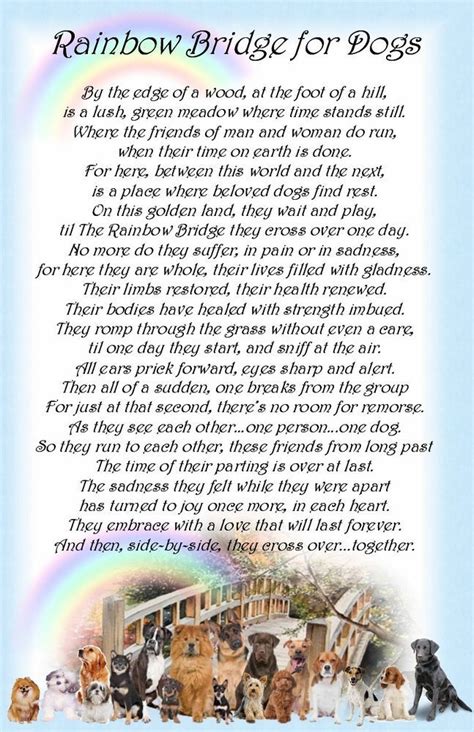 Rainbow Bridge Printable Poem For Dogs