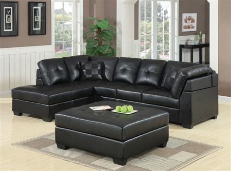 Black Leather Sectional Sofa With Chaise | Baci Living Room