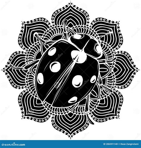 Black Silhouette of Cute Ladybug Cartoon Design Stock Illustration ...