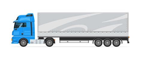 Semitrailer truck with white trailer. Cargo transportation. Machine for the transport of goods ...