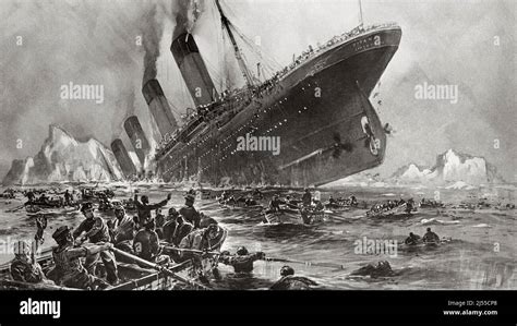 Titanic sinking, painting by Willy Stöwer Stock Photo - Alamy