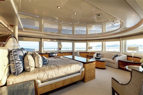 The recently refitted Master suite aboard luxury yacht LUCKY LADY ...