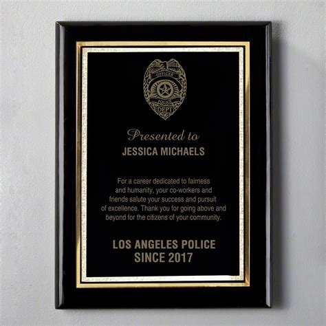 Small black custom police appreciation plaque – Artofit