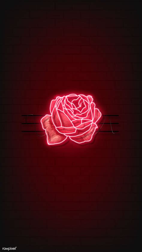 Download premium vector of Red neon rose mobile phone background vector ...