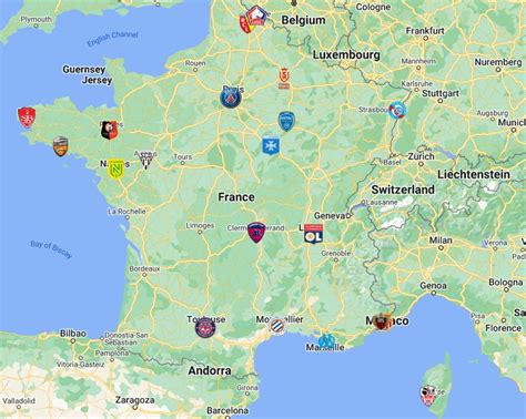 Ligue 1 Teams Map with logos | Ligue 1 Teams Location - FTS DLS KITS