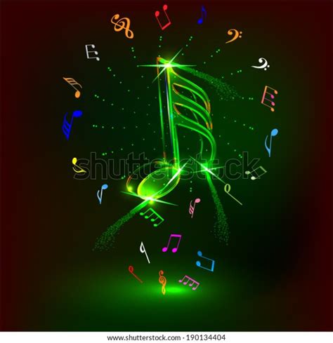 Neon Music Notes Stock Vector (Royalty Free) 190134404