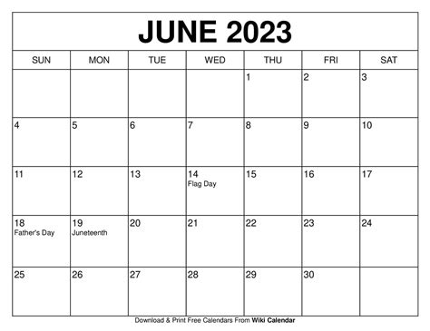 Free Printable 2023 June Calendar - Free Printable Templates