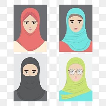 Cartoon Character Avatar Hijab Woman Muslimah Different Style ...