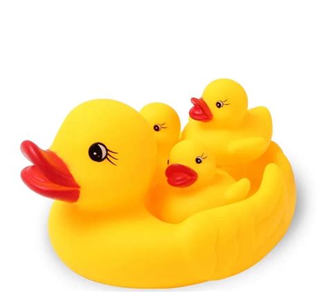 4pc/lot Bath Toys Shower Water Floating Squeaky Yellow Rubber Ducks Baby Toys Water Toys ...