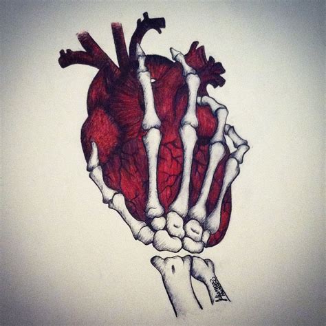 skeleton hand holding heart drawing - rickyvansheltonwildman