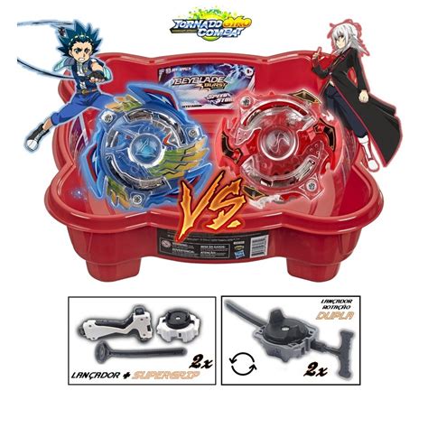 Kit 2 Beyblade Burst Valtryek Vs Spryzen + 4 Lançador + Arena | Submarino