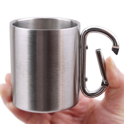 Stainless Steel Carabiner Camping Hiking Mug - RakaCups- Premium Stainless Steel Cup Manufacturer