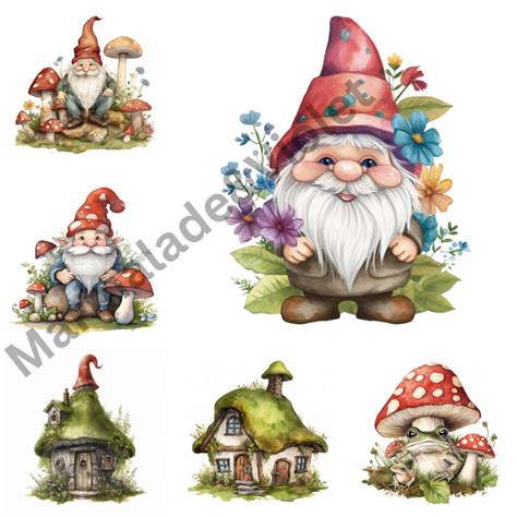 Fun & Whimsical Garden Gnome Clipart bundle of 20 Gnomes - Etsy