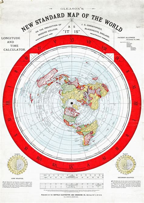 Flat Earth Map 1892 Alexander Gleason 16"x23" New Standard Map of the World 1892 | eBay