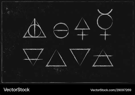 Alchemy symbols isolated on dark background magic Vector Image