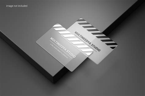 Premium PSD | Transparent Business Card Mockup perspective view