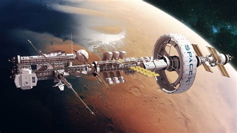 spacestation, spaceship, SpaceX, digital art, space, planet, space art ...