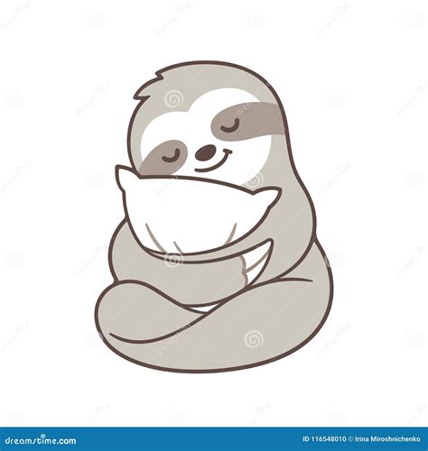 Cute sleepy sloth stock vector. Illustration of design - 116548010