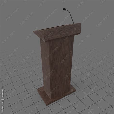 Wooden podium with microphone Stock 3D asset | Adobe Stock