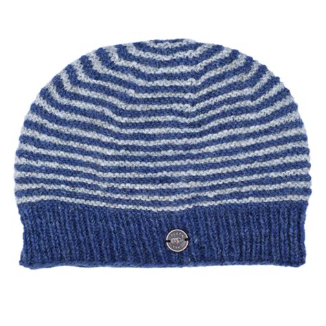 NAYA Texture Stripe - pure wool beanie - Blue Pepper Grey | Black Yak