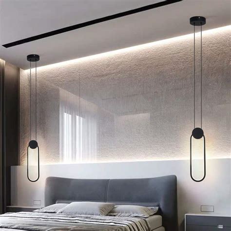 Nordic Minimalist White Black Square Round Pendant Lamp with Long Wire Dimmable LED High Ceiling ...