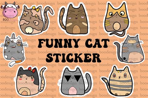 Funny Cat Sticker Graphic by BOO.design · Creative Fabrica