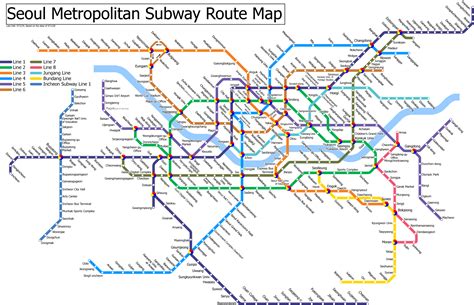 Detail Seoul Metropolitan Subway Route and Location Map | Seoul Weather and Airport Subway Map