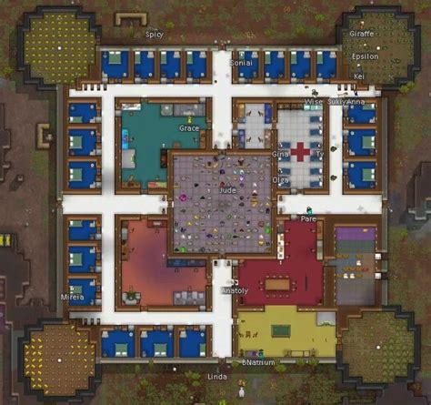 Squared base for up to 30 people ⋆ RimWorld Base | Base building ...