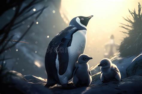 Penguin Family. AI Generated Stock Illustration - Illustration of aptenodytes, little: 272981779