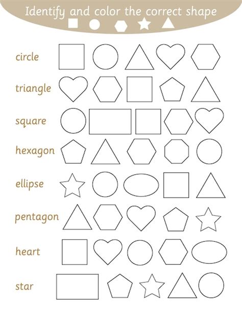 Premium Vector | Shapes worksheet for kids identify and color educational game geometry math ...