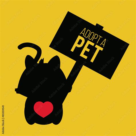 adopt a pet illustration over yellow color background Stock Vector ...