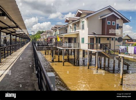 Houses in Kampong Ayer water village in Bandar Seri Begawan, capital of ...