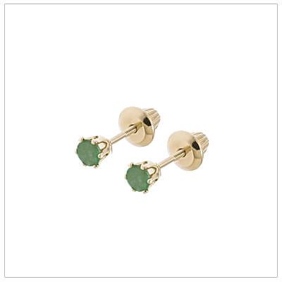 14kt Gold May Birthstone Screw Back Earrings for babies and children