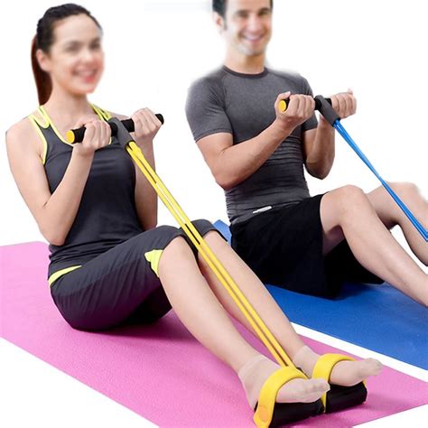 4 Tube resistance bands fitness equipment Yoga workout bands Rubber Pedal exercise bands pull ...