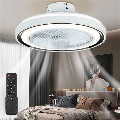 Buy Ceiling Fans with Lights, 20'' Modern ceiling fan with lights remote control,Flush Bladeless ...