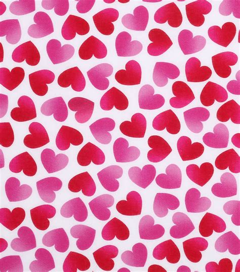 Valentine Print Fabric-Simple Hearts Pink on White | JOANN