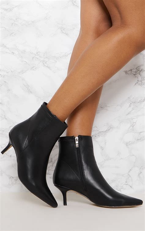 Black Low Heel Ankle Boot | PrettyLittleThing AUS