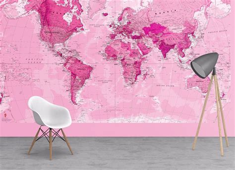 Pink World Map Wallpaper