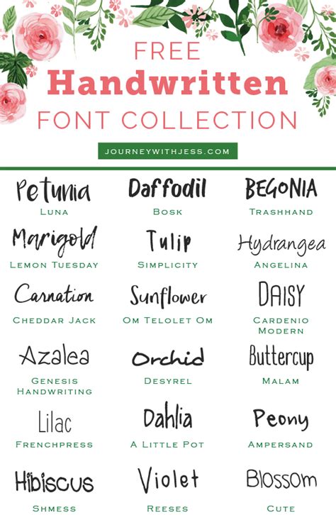 Free Font Collection: Handwritten Fonts — Journey With Jess | Inspiration for your Creative Side