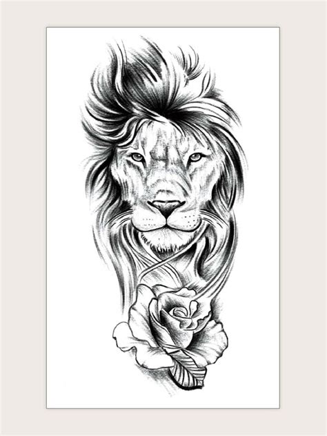 1sheet Lion & Flower Tattoo Sticker | Lion head tattoos, Lion forearm tattoos, Lion tattoo