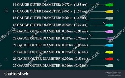 Needle Gauges Injections Size Chart 3d: ภาพประกอบสต็อก 2258390897 | Shutterstock