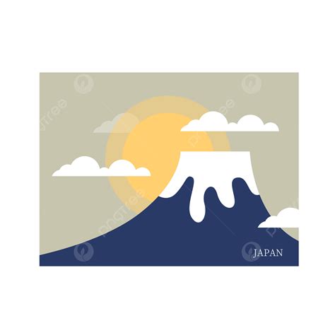 Mount Fuji Clipart Transparent Background, Sunrise Mount Fuji Brown Japan Stamp, Sunrise, Mount ...