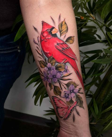 Female Cardinal Bird Tattoo